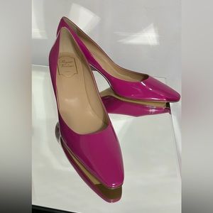 Roger size 9.5 designer heels pink patent leather